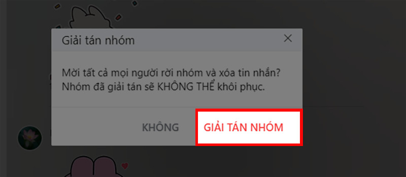 Giải tán nhóm Zalo trên máy tính