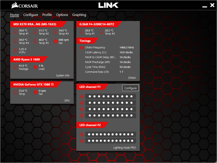 Giao diện Corsair Link