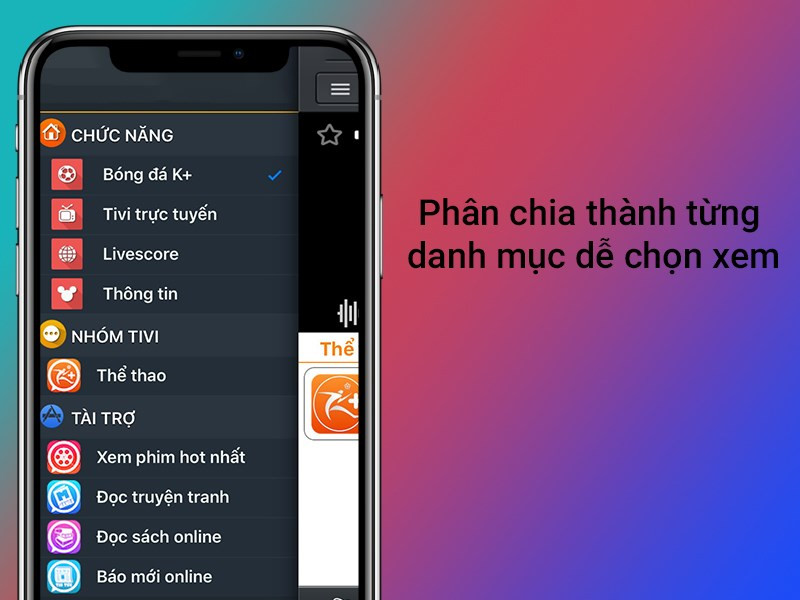 Giao diện danh mục trên MobiTivi