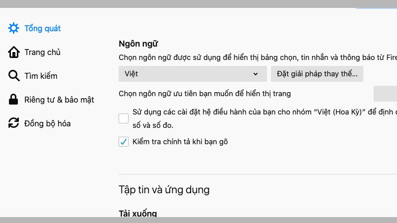 Giao diện Firefox tiếng Việt