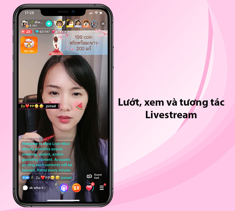 Giao diện livestream trên MICO