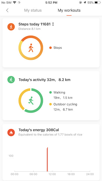 Giao diện Mi Fit trên điện thoại