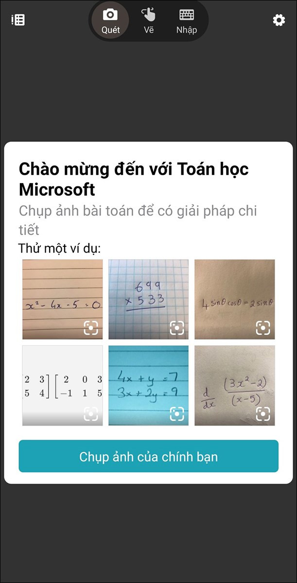 Giao diện Microsoft Math Solver