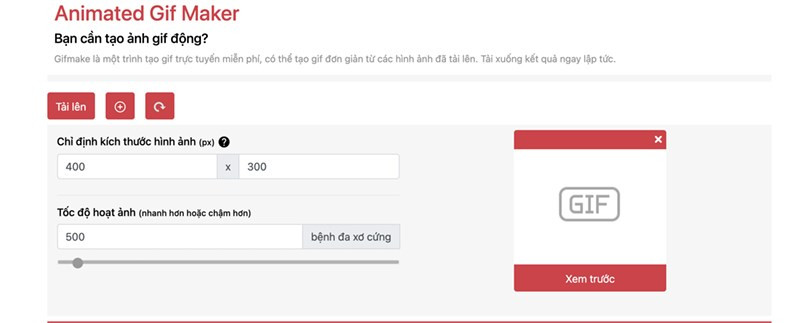 Giao diện trang web GIFMake.com