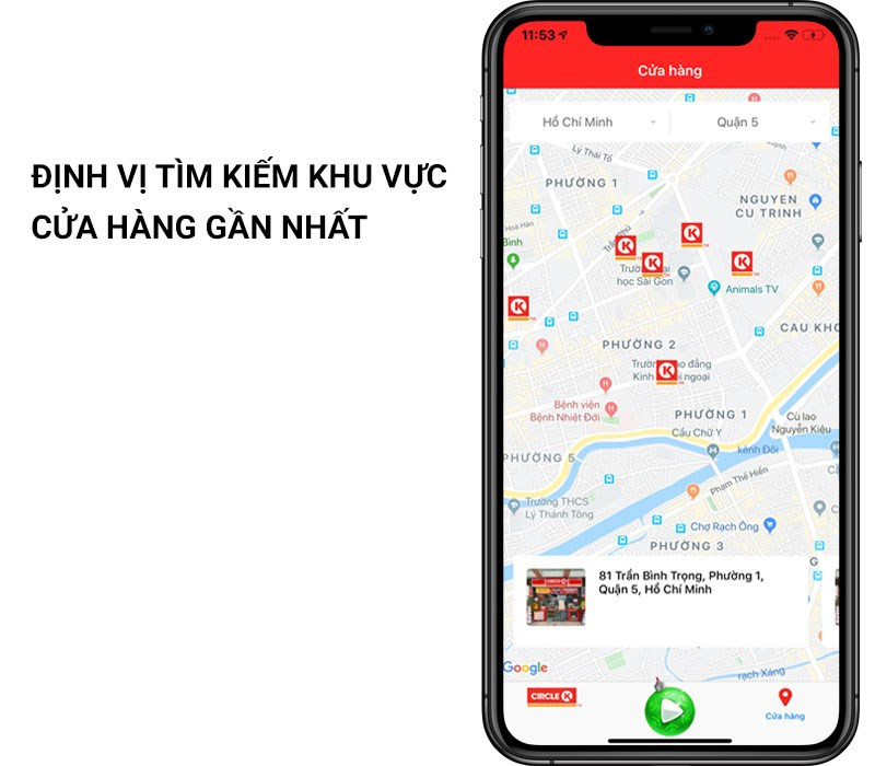 Giao diện ứng dụng Circle K