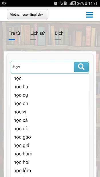 Giao diện ứng dụng Vdict