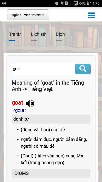 Giao diện ứng dụng Vdict