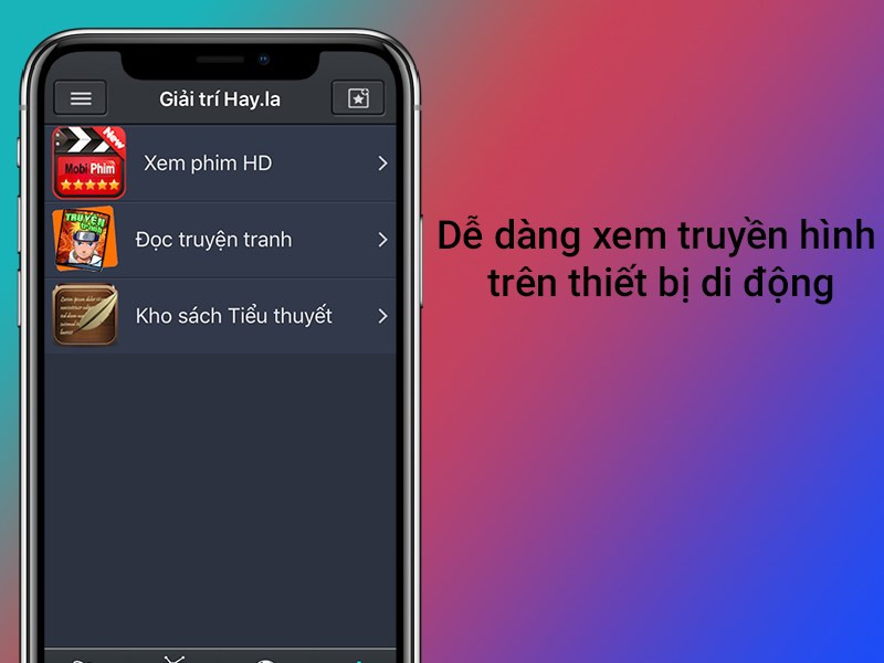 Giao diện xem truyền hình trên MobiTivi