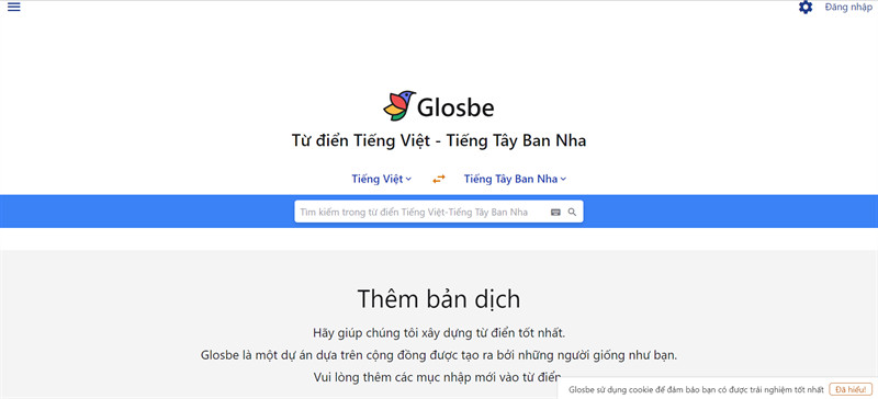 Glosbe: Từ điển Tiếng Việt, tiếng T&acirc;y Ban Nha