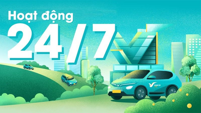 Hình ảnh hotline taxi Xanh SM hoạt động 24/7