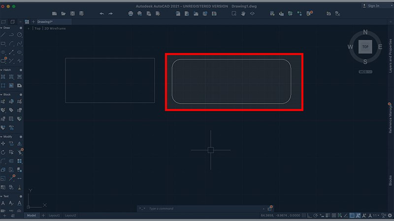 Hình chữ nhật bo góc trong AutoCAD