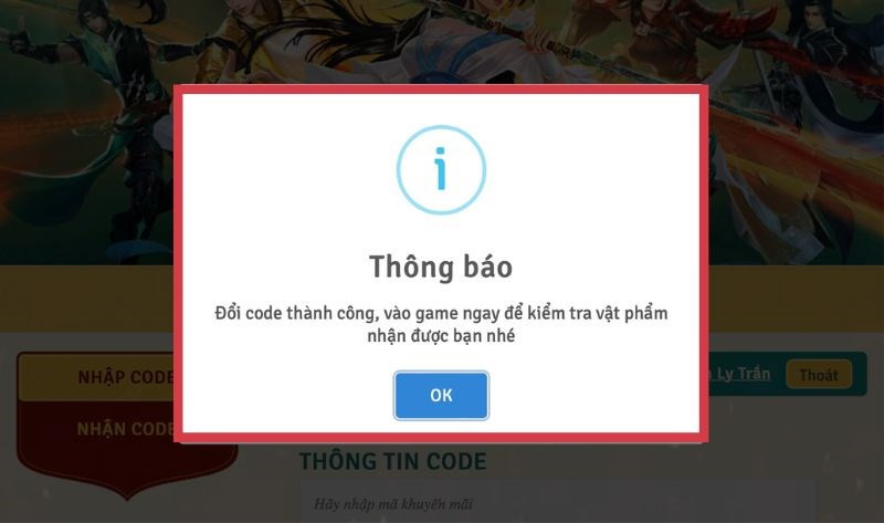 Ho&agrave;n tất qu&aacute; tr&igrave;nh Nhập Code 