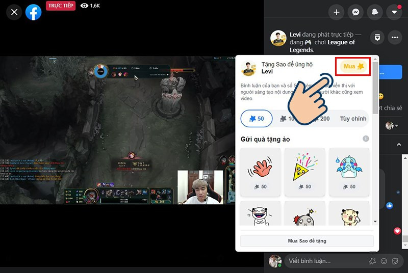 Hướng Dẫn Mua và Tặng Sao Facebook Gaming Cho Streamer Yêu Thích