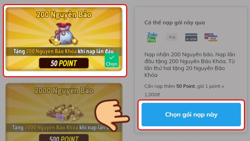 Hướng dẫn nạp T&acirc;n Tiếu Ngạo VNG trực tiếp tr&ecirc;n web ZingPay 3