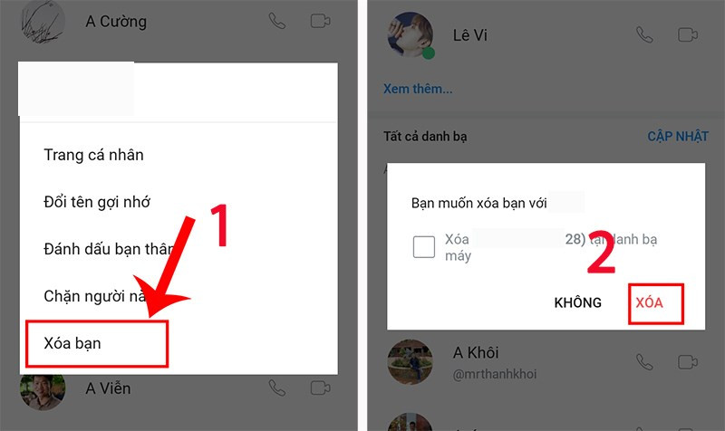 Hủy kết bạn Zalo trên Android