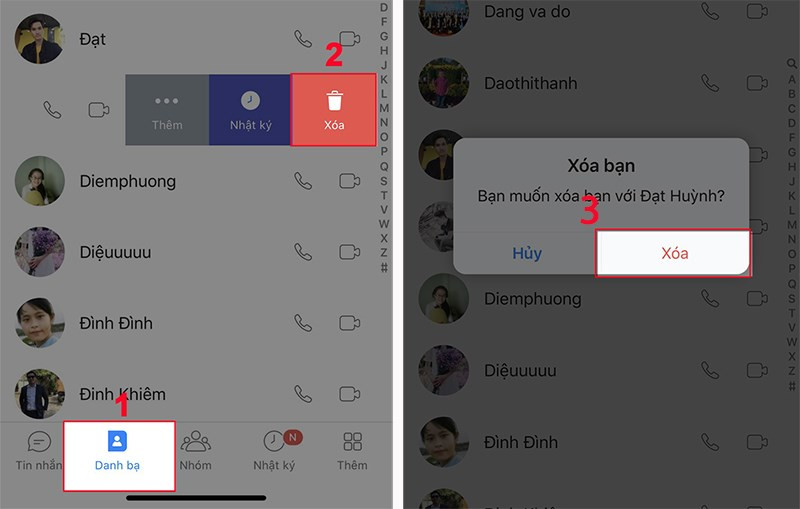 Hủy kết bạn Zalo trên iOS