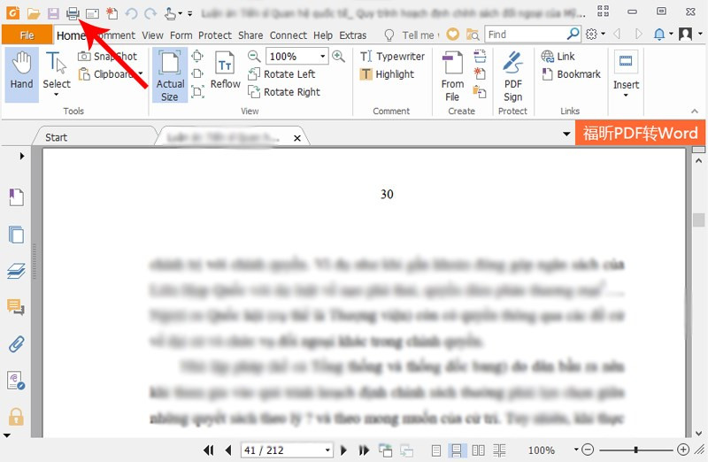 In file PDF với Foxit Reader