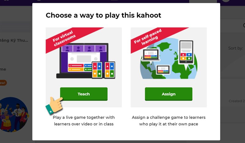 Kahoot! Chọn chế độ chơi