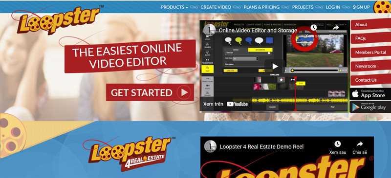 loopster.com - Trang web tạo video quảng c&aacute;o online