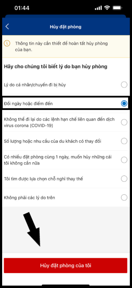 Lý do hủy và hoàn tất