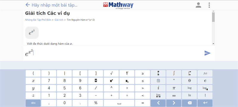 mathway.com - Tính nguyên hàm online nhanh chóng