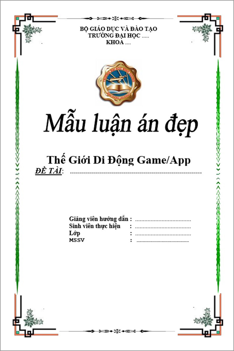 Mẫu 3 bìa word luận án