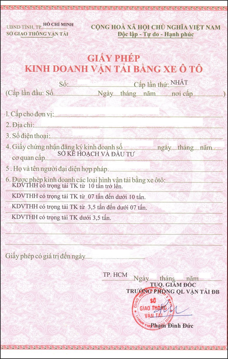 Mẫu giấy phép kinh doanh (Ảnh mạng)