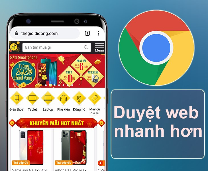 Minh họa tốc độ tải trang nhanh trên Chrome