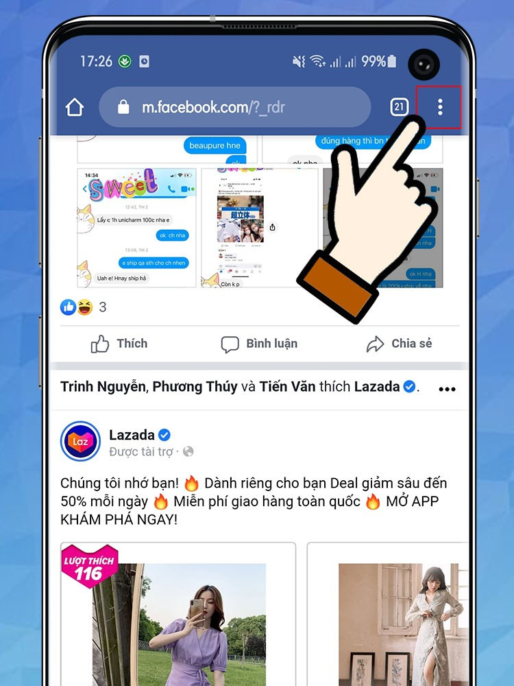 Mở Facebook trên trình duyệt