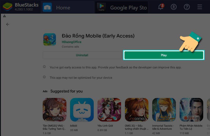 Mở game trên BlueStacks