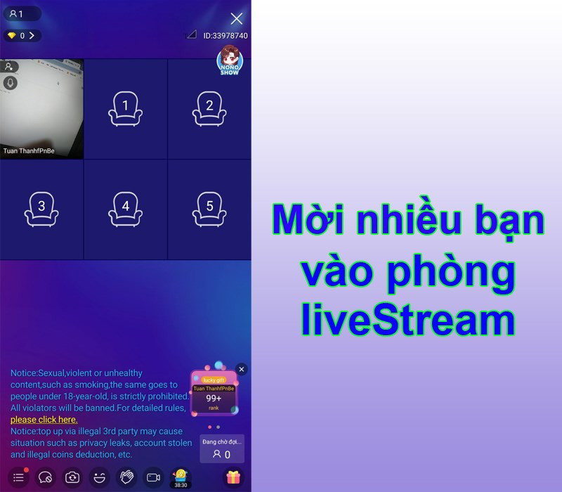 Mời những người bạn vào phòng Nonolive để trò chuyện