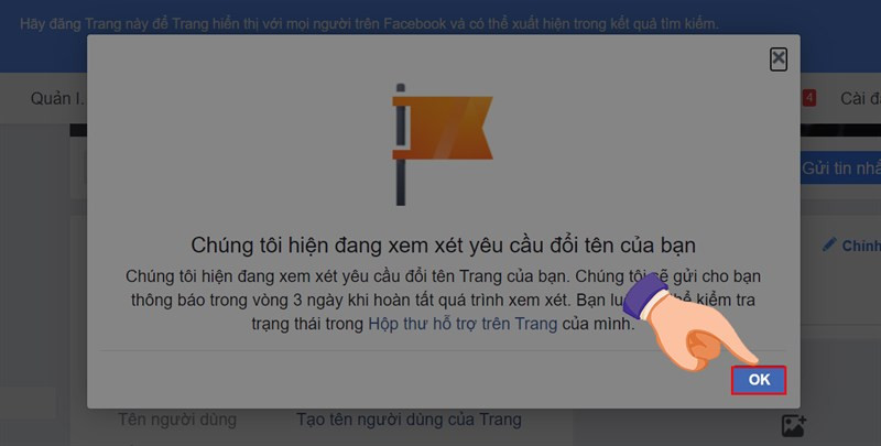 &Acirc;́n OK và chờ đợi phản h&ocirc;̀i từ Facebook.