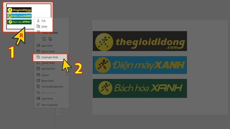 Nhân đôi slide trong PowerPoint