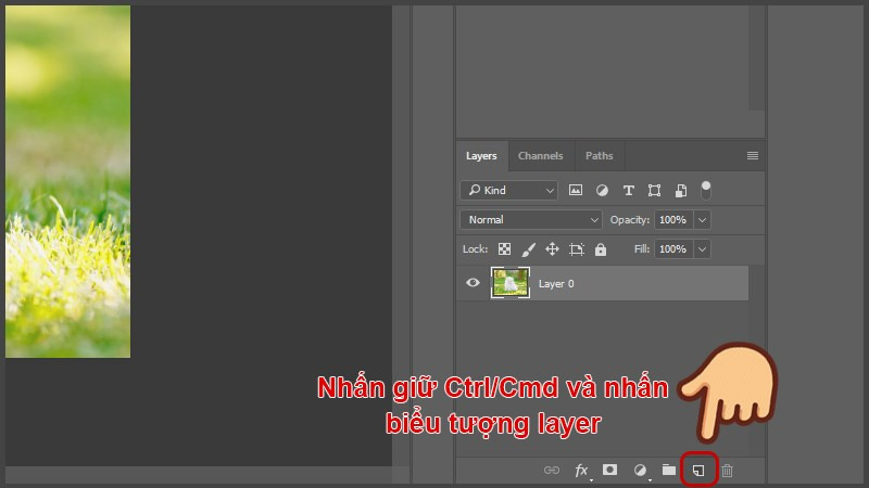  Nhấn và giữ phím Ctrl/Command trên bàn phím và nhấp vào biểu tượng layer mới