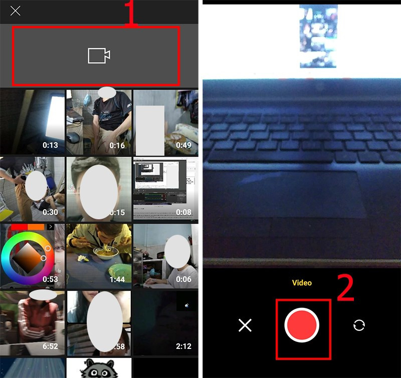 Nhấn v&agrave;o biểu tượng m&aacute;y quay để quay video
