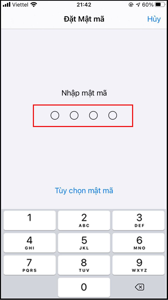 Nhập 4 số mật mã