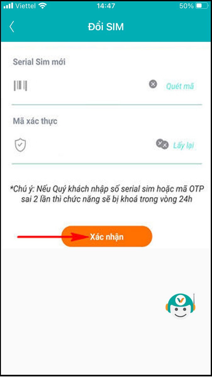 nhập mã xác thực