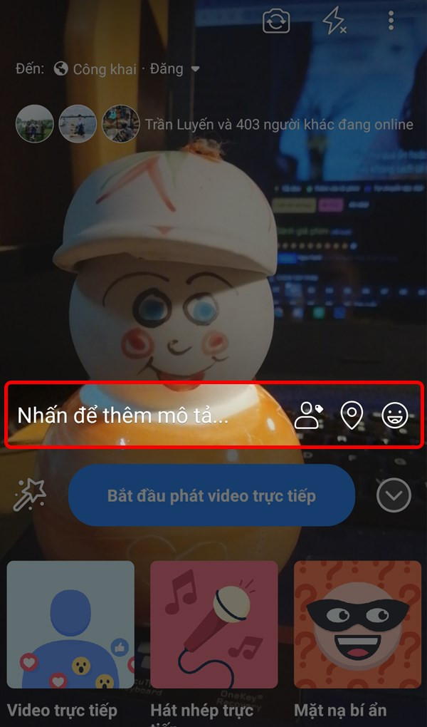 Nhập mô tả và tùy chỉnh livestream