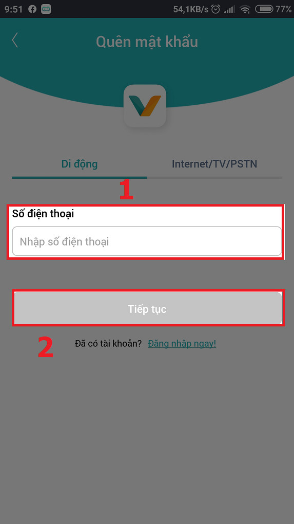 nhập số điện thoại 