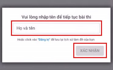 Nhập tên và xác nhận trên Azota