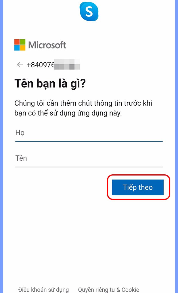 Nhập thông tin cá nhân