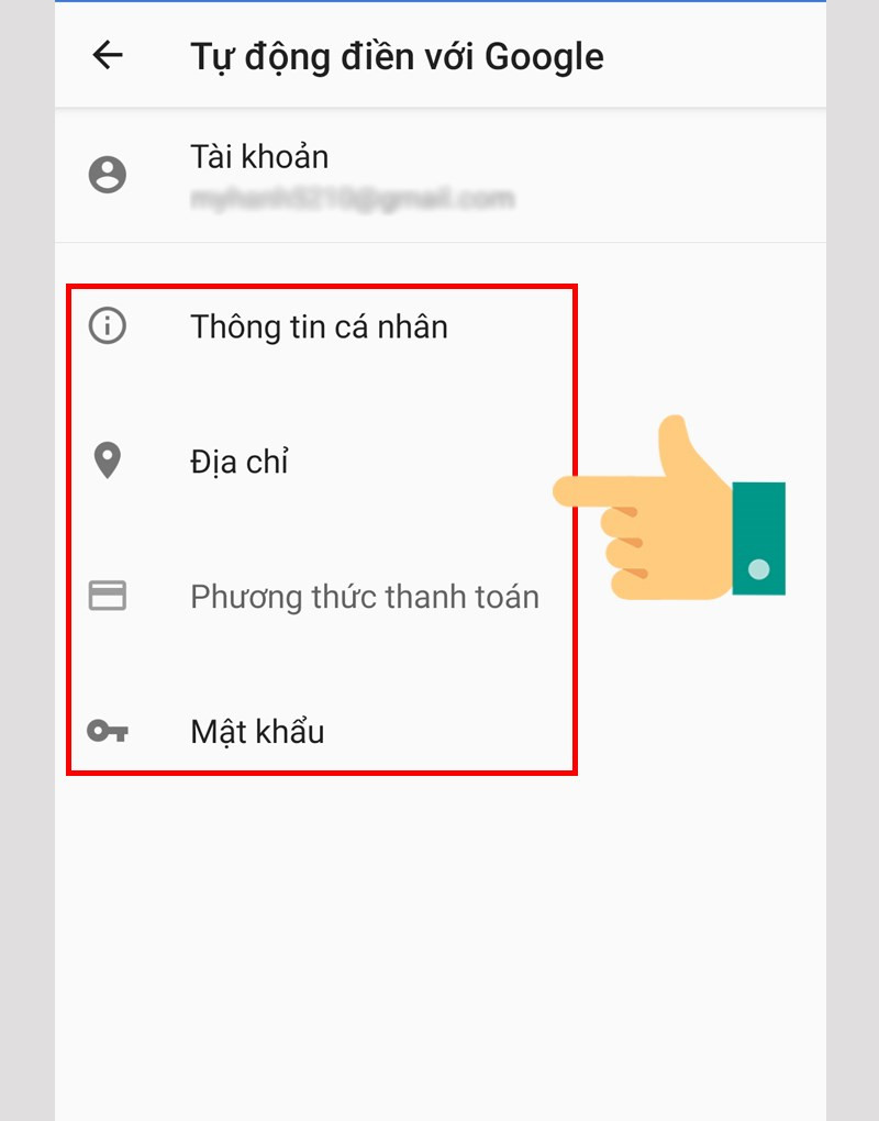 Nhập thông tin cần thiết