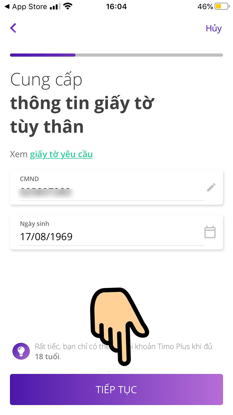 Nhập thông tin CMND