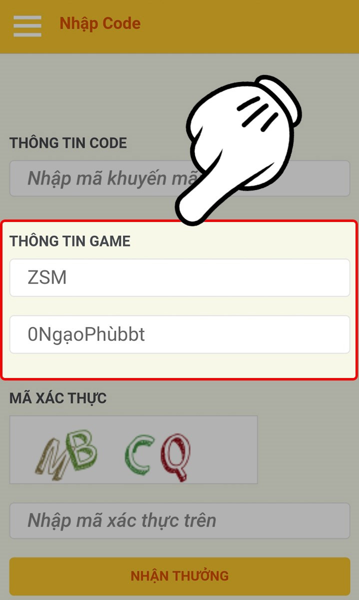 Nhập thông tin nhân vật