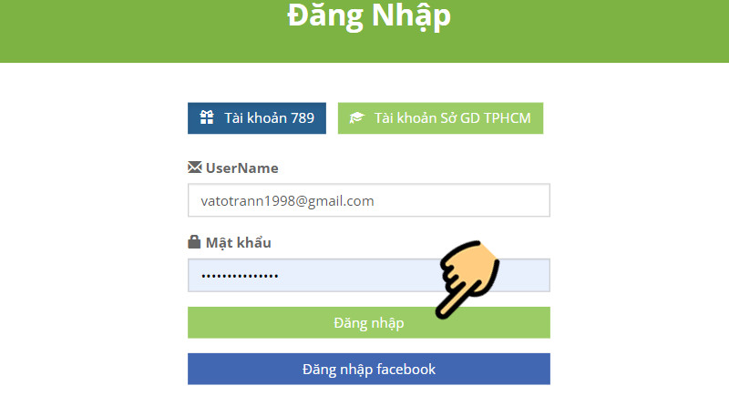 Nhập thông tin Username