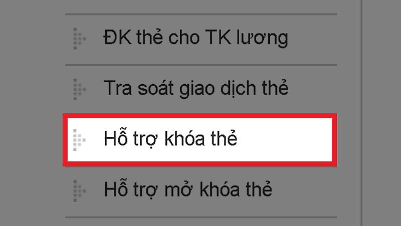 Nhấp vào Hỗ trợ khóa thẻ