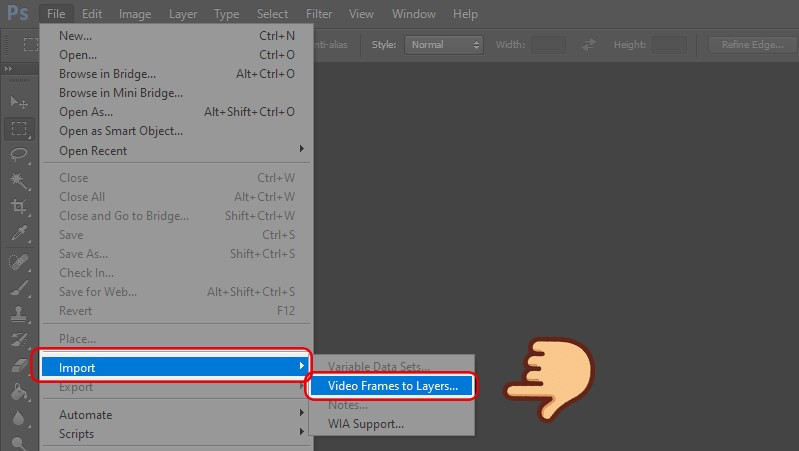 Nhập video vào Photoshop