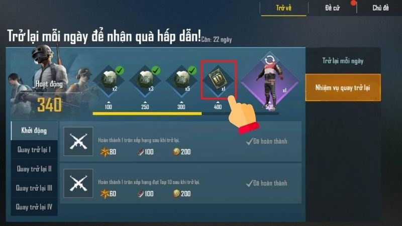 Nhiệm vụ người cũ trở lại PUBG Mobile