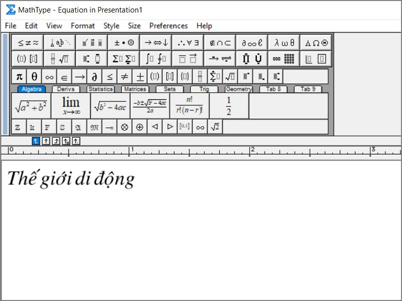 Như vậy, bạn đã gõ được tiếng Việt trong MathType