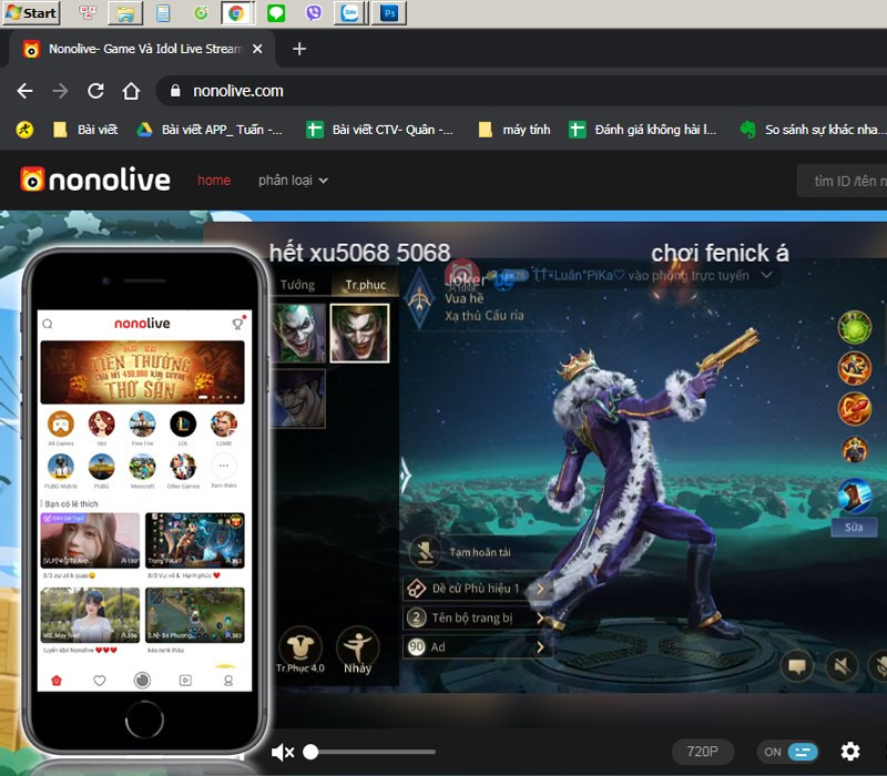  Nonolive hỗ trợ xem liveStream trên điện thoại và Web máy tính